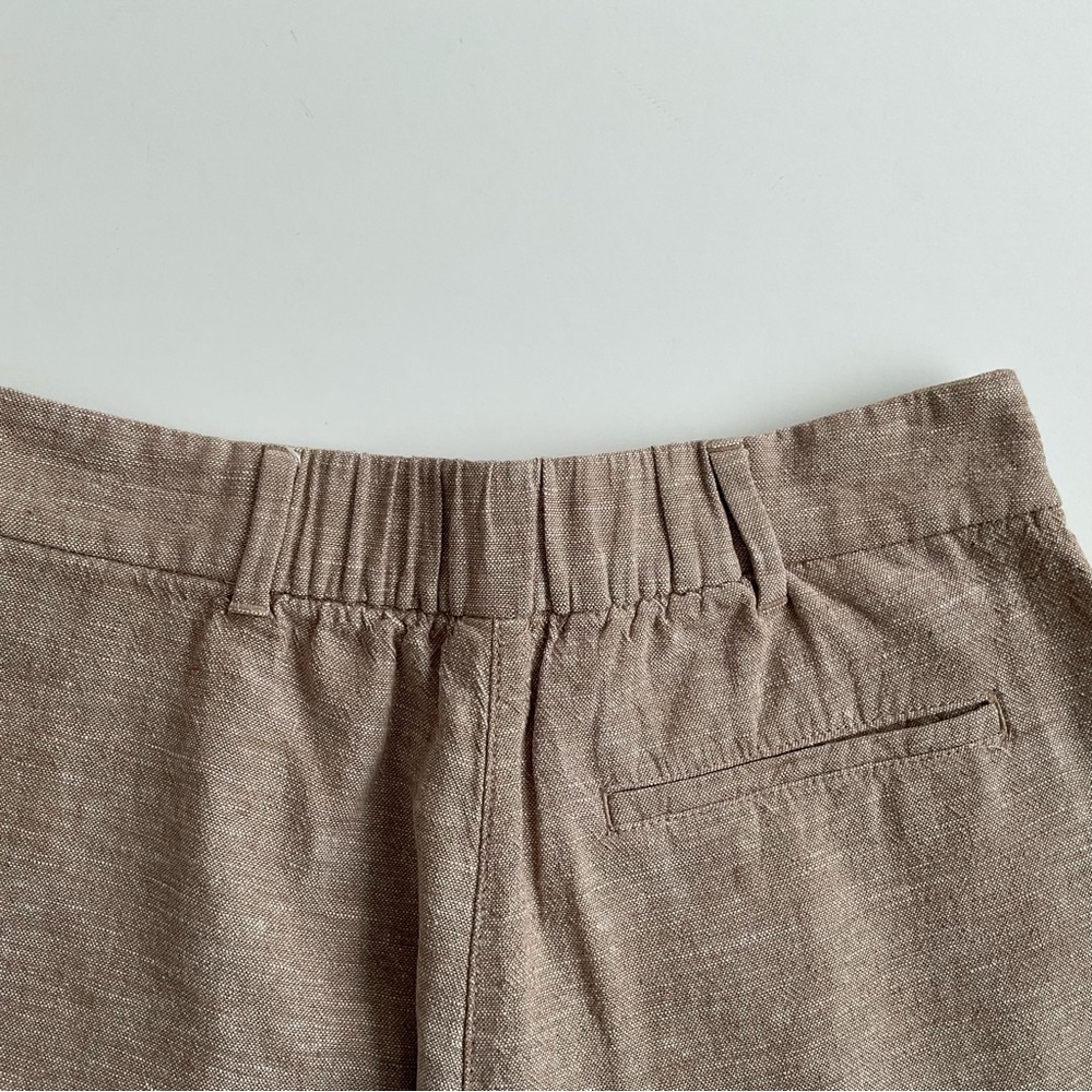 Old Navy Women's Trouser Shorts Sz S Beige Linen Blend Pockets Elastic Back Chic - Picture 7 of 9